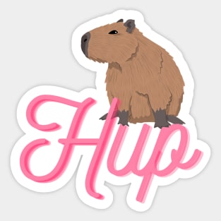 Cute Cartoon Capybara that says "Hup" Sticker